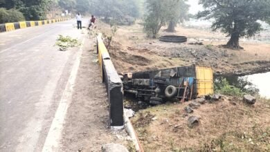 Photo of डांग जिले के वाघई को सापूतारा से जोड़ने वाले मार्ग पर चिखल्दा गांव के पास ट्रक पलटा।