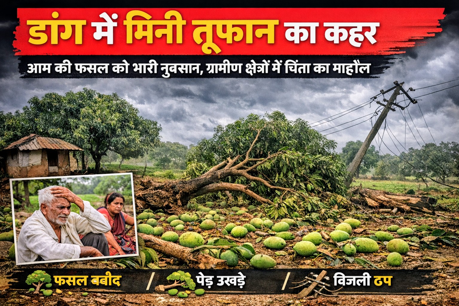 डांग में तेज हवाएं, आम की फसल को झटका