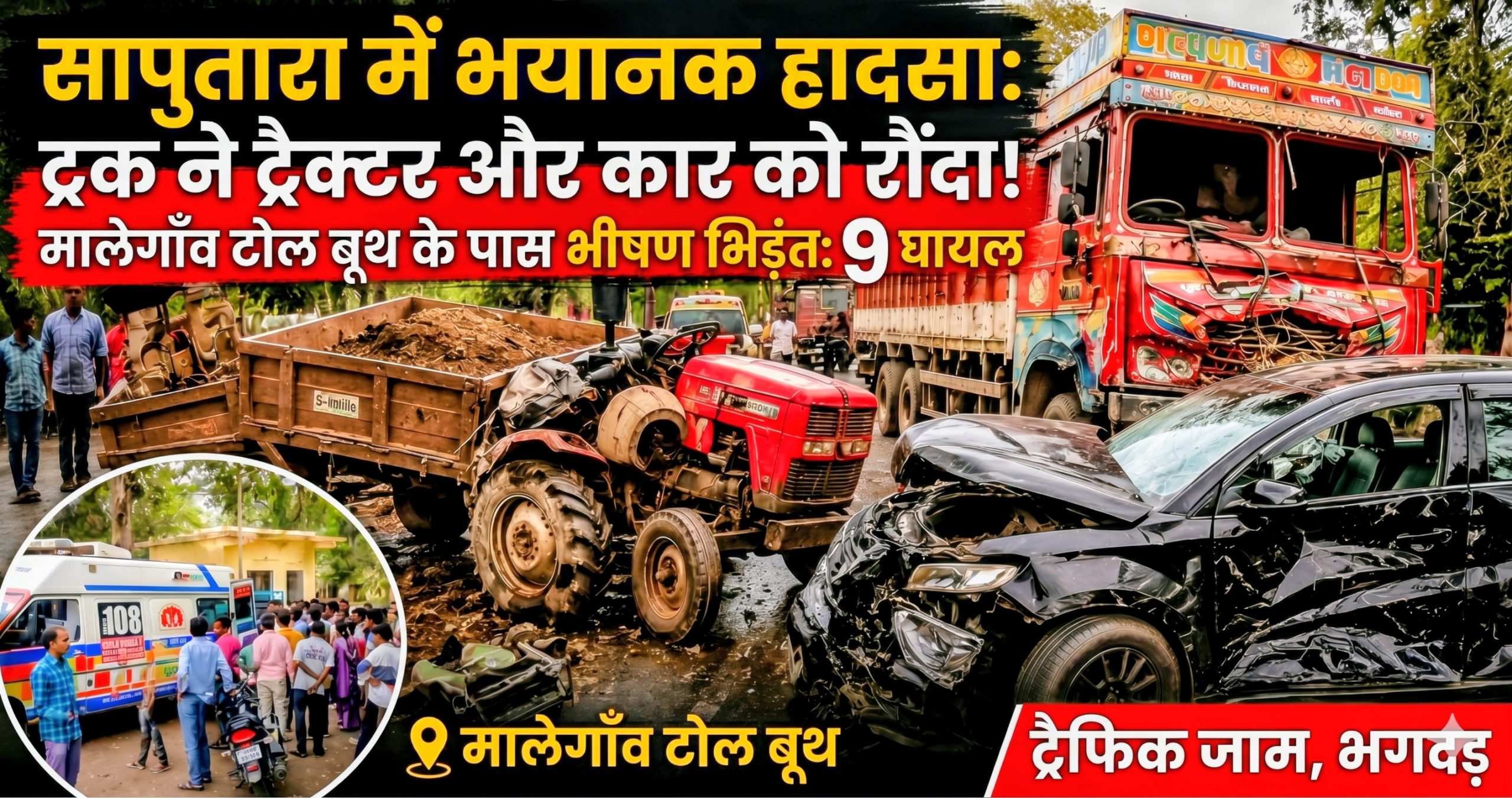 सापुतारा में बड़ा हादसा | बेकाबू ट्रक ने ट्रैक्टर और कार को मारी टक्कर