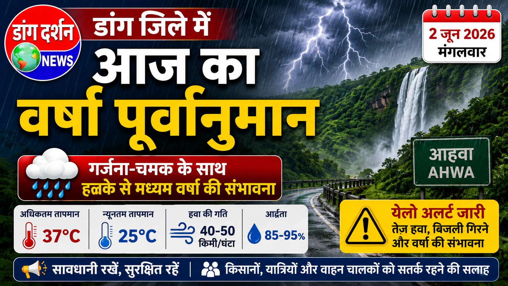 डांग जिले का मौसम पूर्वानुमान | 2 जून 2026