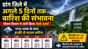 डांग जिले में अगले 5 दिनों तक बारिश की संभावना, मौसम विभाग ने जारी किया येलो अलर्ट