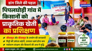 आहवा तालुका के पिपलघोड़ी गांव में किसानों को प्राकृतिक खेती का प्रशिक्षण दिया गया।